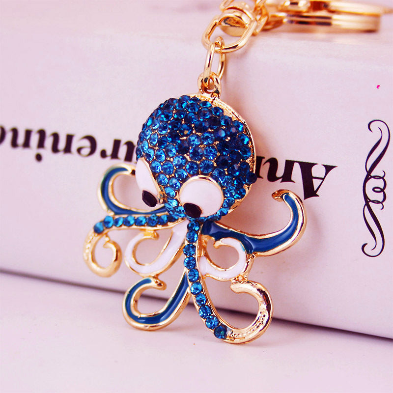 Wholesale Alloy Rhinestone Small Octopus Keychain